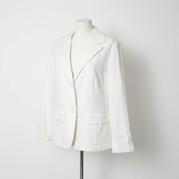 Liz Claiborne Woman 14W Blazer NWT | White Cotton-Stretch | Utility Pockets - Picture 1 of 10